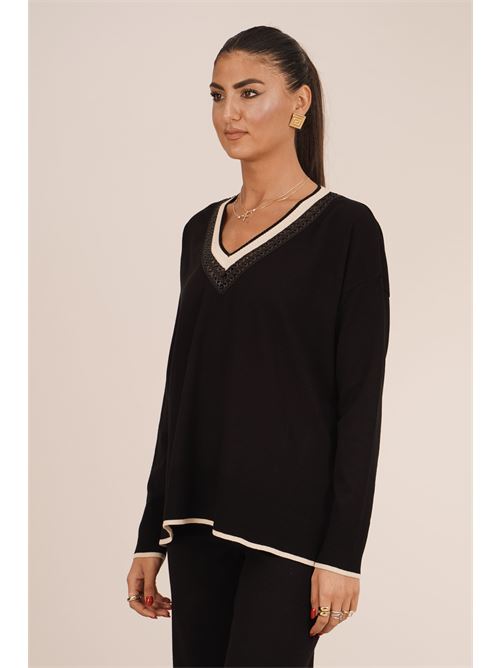 Maglia in viscosa Love To Love by Gai Mattiolo | LT674NERO/BEIGE